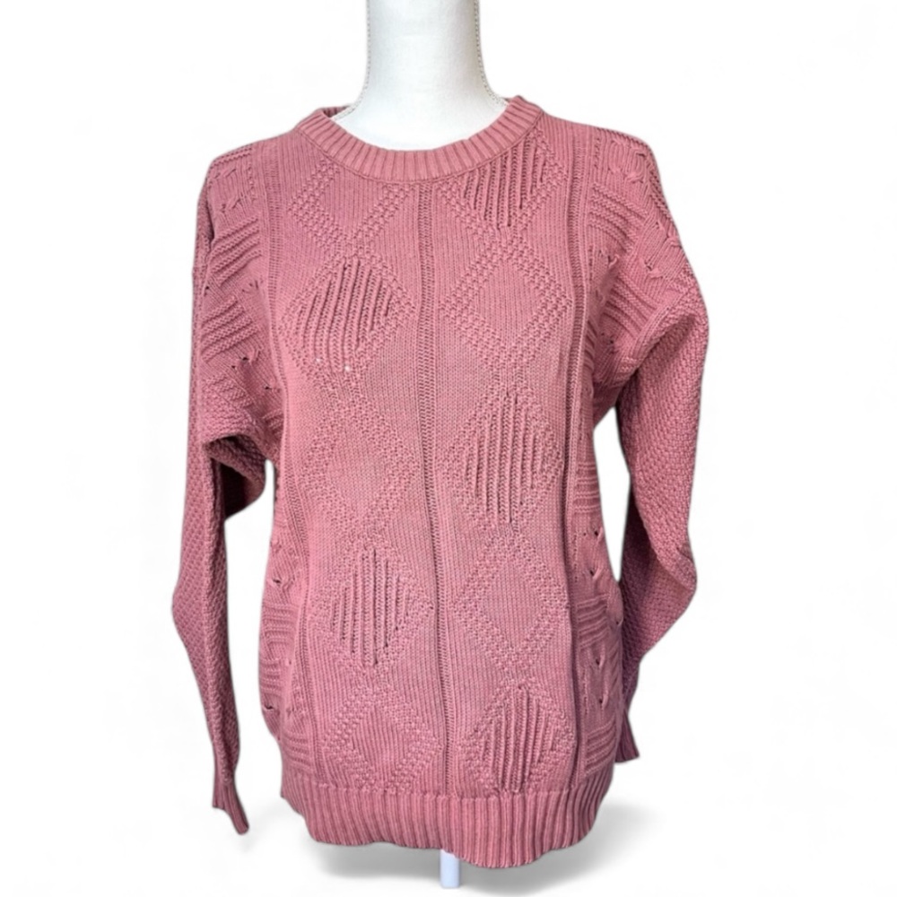 Vintage London Fog Salmon Pink Cotton Sweater - Size Small
